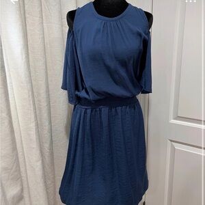 GAP Navy Cold-Shoulder Midi Dress